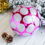 Шар 20см "Серебристый горох" розовый