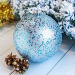 Шар 15см "Мега" серебристо-голубой