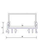 Накладной профиль с матовым экраном 36х12мм, длина 2м, Серебро