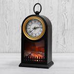 Светодиодный камин Старинные часы с эффектом живого огня 14,7x11,7x25 см