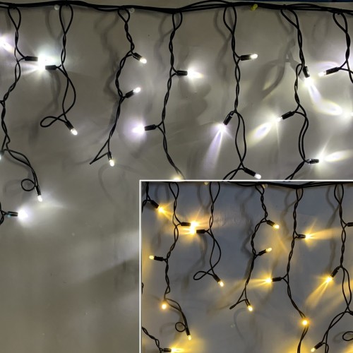 Гирлянда Бахрома 2 x 0,6м 80Led с защитой от влаги IP65 КАУЧУК, БИКОЛОР (тёплый/холодный)
