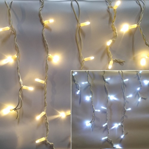 Гирлянда Бахрома 2 x 0,6м 80Led с защитой от влаги IP65 КАУЧУК, БИКОЛОР (тёплый/холодный)