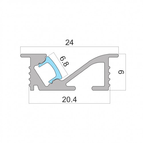 Врезной профиль с антислепящим эффектом 24х9мм 3м