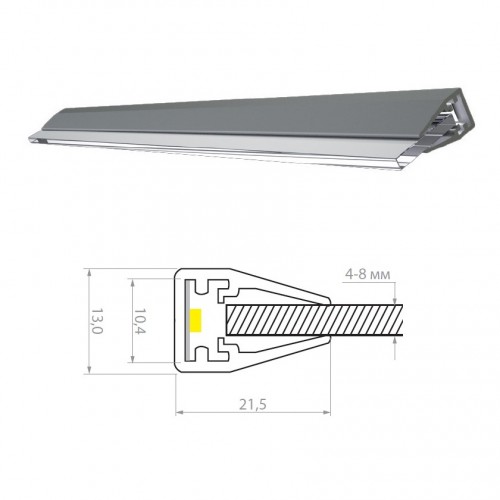 Пластиковый профиль для торцевой подсветки стекол (4-8мм)